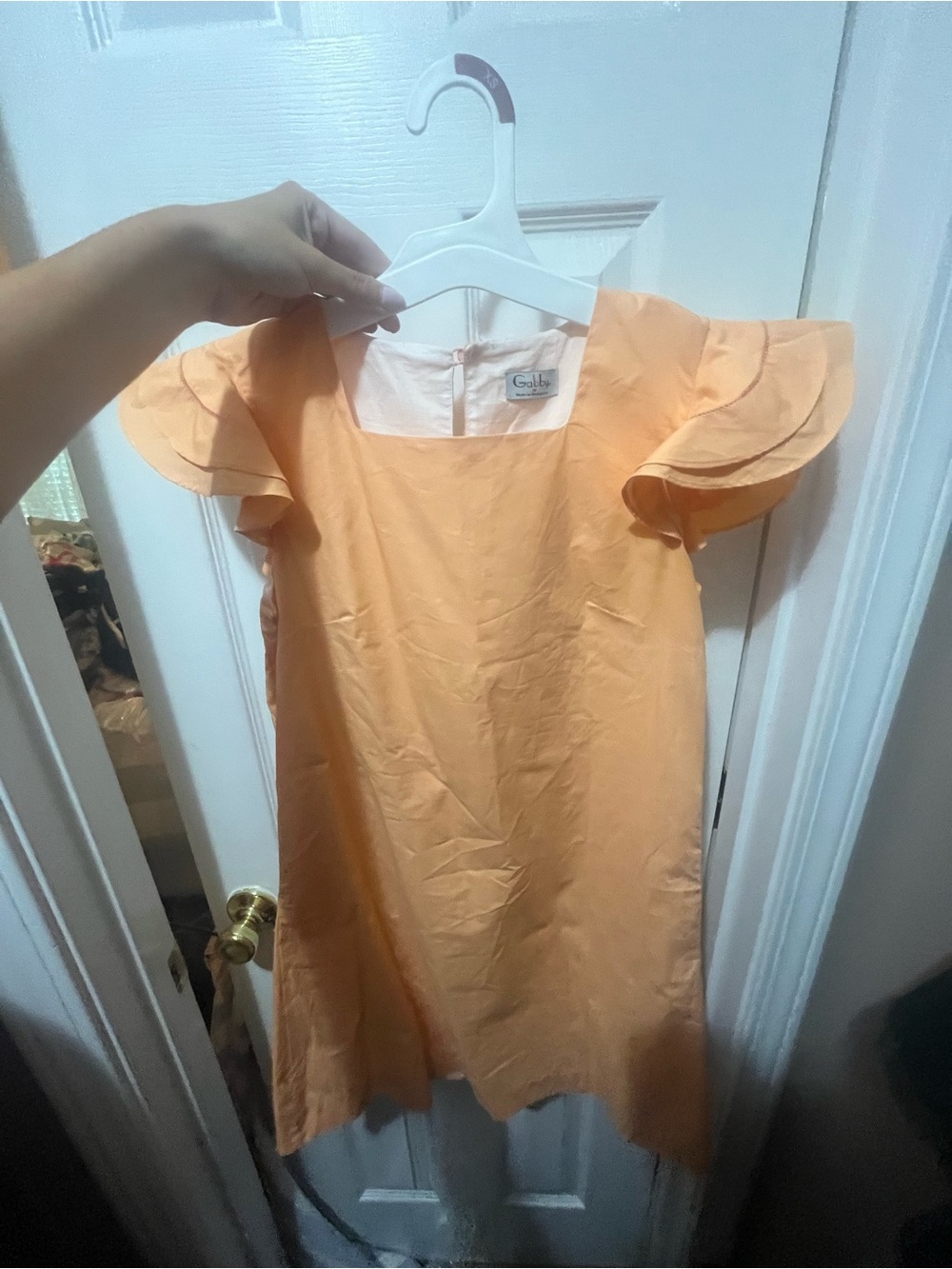 Gabby Girls Peach Flutter Sleeve Shift Dress